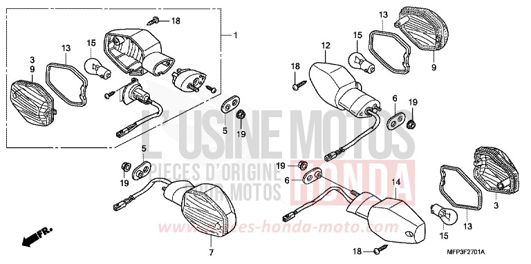 BLINKER (CB1300S/CB1300SA) von CB1300 Super Bold'or PEARL SUNBEAM WHITE (NHA66DF) von 2009